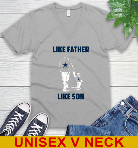 Dallas Cowboys NFL Football Like Father Like Son Sports V-Neck T-Shirt 3