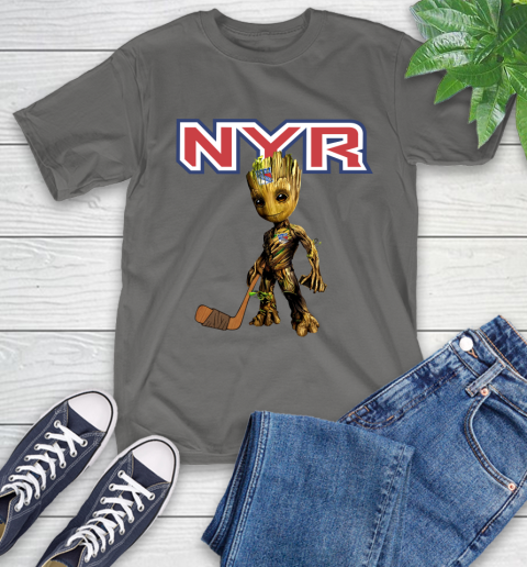 New York Rangers NHL Hockey Groot Marvel Guardians Of The Galaxy T-Shirt 9
