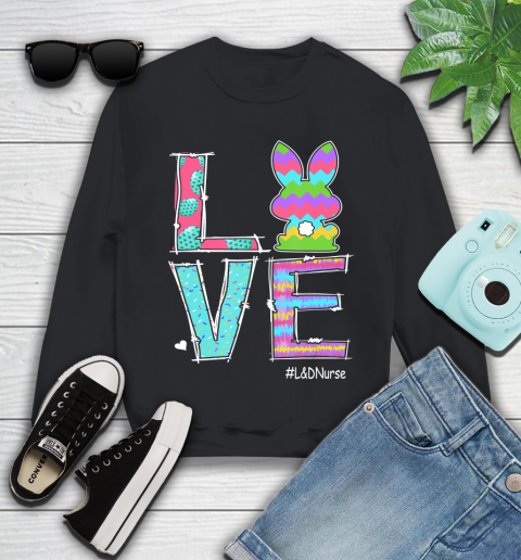 Nurse Shirt Cute Bunny Love L Youth Sweatshirt