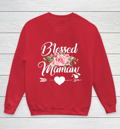 Blessed Mamaw Thanksgiving Christmas Floral Gift For Grandma Youth Sweatshirt 7