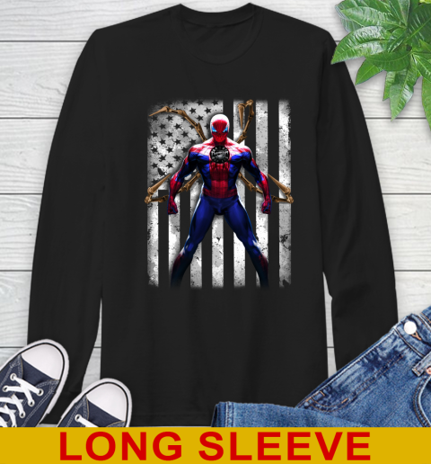 NBA Basketball Toronto Raptors Spider Man Avengers Marvel American Flag Shirt Long Sleeve T-Shirt