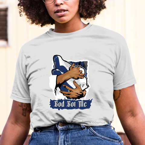 Air Jordan 12 French Blue Matching Sneaker Shirt God Got Me White And Blue Sneaker Tshirt