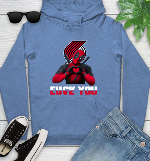 NBA Portland Trail Blazers Deadpool Love You Fuck You Basketball Sports Youth Hoodie 13