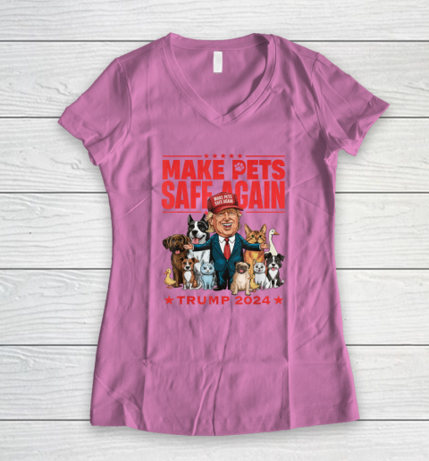 Make Pets Safe Again Trump 2024 Save Our Pets Women's V-Neck T-Shirt 6