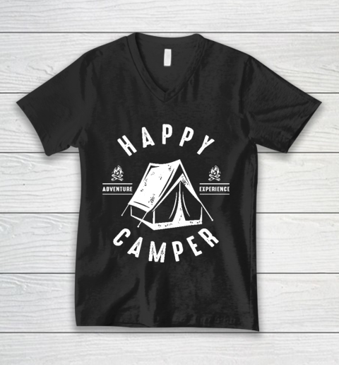 Happy Camping Camper Tent W V-Neck T-Shirt