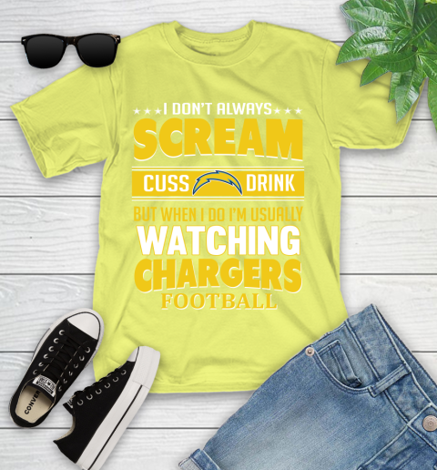 San Diego Chargers NFL Football I Scream Cuss Drink When I'm Watching My Team Youth T-Shirt 10