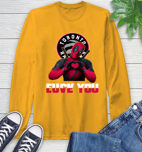 NBA Toronto Raptors Deadpool Love You Fuck You Basketball Sports Long Sleeve T-Shirt 2