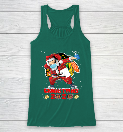 Chicago Blackhawks Funny Santa Claus Dabbing Christmas 2020 NHL Racerback Tank 5