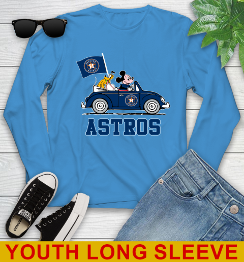 MLB Baseball Houston Astros Pluto Mickey Driving Disney Shirt Youth Long Sleeve 8