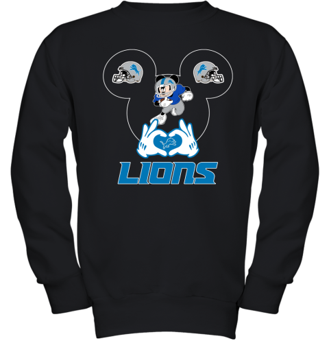 I Love The Lions Mickey Mouse Detroit Lions Youth Sweatshirt