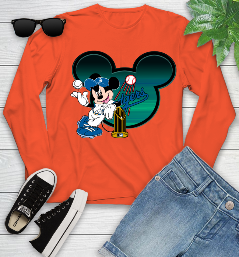MLB Los Angeles Dodgers The Commissioner's Trophy Mickey Mouse Disney Youth Long Sleeve 4