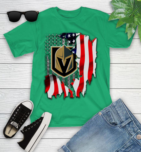 Vegas Golden Knights NHL Hockey American Flag Youth T-Shirt 8