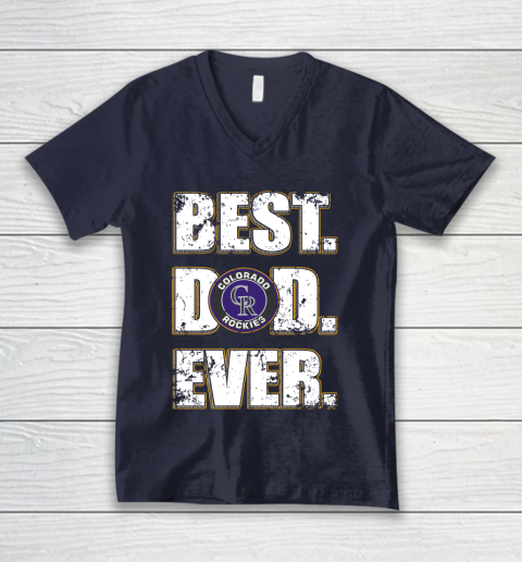MLB Colorado Rockies Baseball Best Dad Ever Family Shirt V-Neck T-Shirt 2