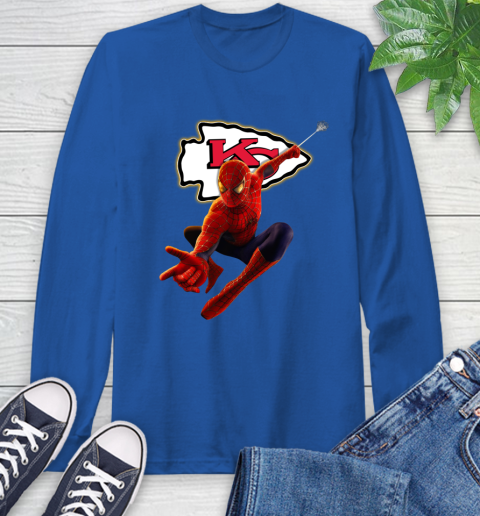NFL Spider Man Avengers Endgame Football Kansas City Chiefs Long Sleeve T-Shirt 9