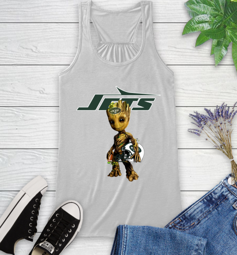 New York Jets NFL Football Groot Marvel Guardians Of The Galaxy Racerback Tank