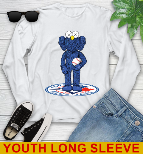 MLB Baseball Toronto Blue Jays Kaws Bff Blue Figure Shirt Youth Long Sleeve