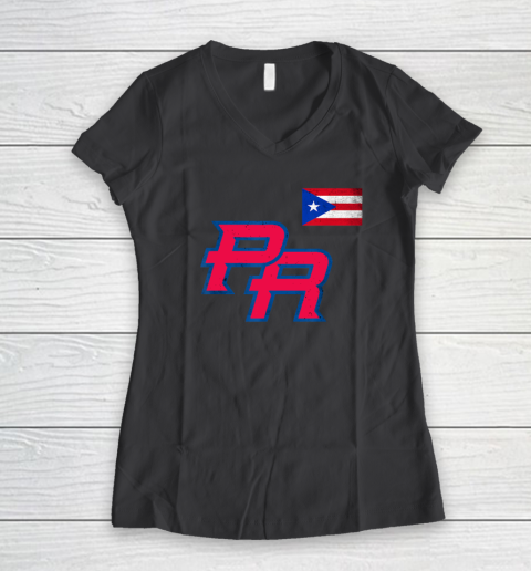 Puerto Rico 2023 Baseball Flag Pride red Boricua Puerto Rico Women's V-Neck T-Shirt 4