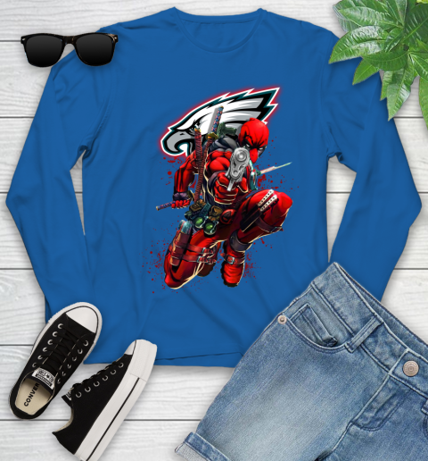 NFL Deadpool Marvel Comics Sports Football Philadelphia Eagles Youth Long Sleeve 9