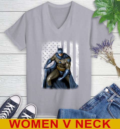 Memphis Grizzlies NBA Basketball Batman DC American Flag Shirt Women's V-Neck T-Shirt 4