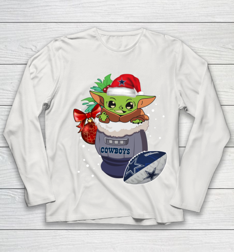 Dallas Cowboys Christmas Baby Yoda Star Wars Funny Happy NFL Youth Long Sleeve 11