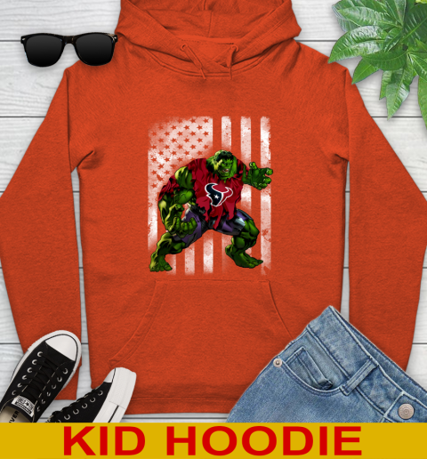 Houston Texans Hulk Marvel Avengers NFL Football American Flag Youth Hoodie 4