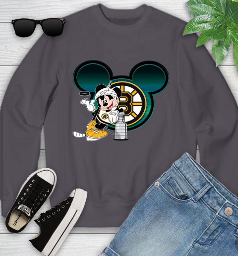 NHL Boston Bruins Stanley Cup Mickey Mouse Disney Hockey T Shirt Youth Sweatshirt 6