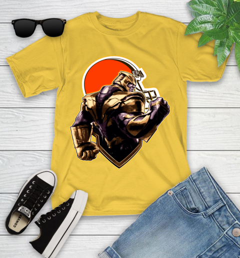 NFL Thanos Avengers Endgame Football Sports Cleveland Browns Youth T-Shirt 8