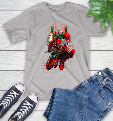 NBA Deadpool Marvel Comics Sports Basketball Milwaukee Bucks T-Shirt 12