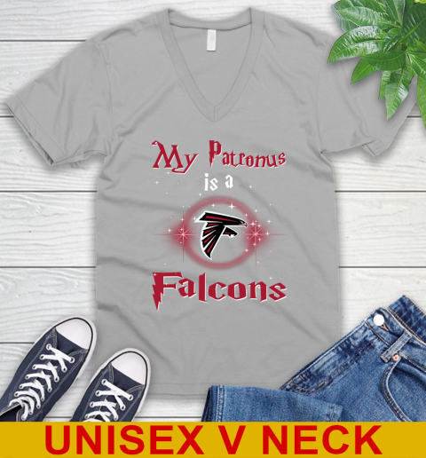 NFL Football Harry Potter My Patronus Is A Atlanta Falcons V-Neck T-Shirt 3