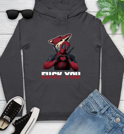NHL Arizona Coyotes Deadpool Love You Fuck You Hockey Sports Youth Hoodie 8