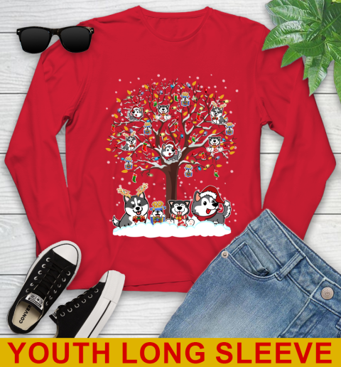 Husky dog pet lover light christmas tree shirt 268