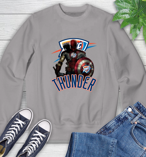 Oklahoma City Thunder NBA Basketball Captain America Thor Spider Man Hawkeye Avengers Sweatshirt 5