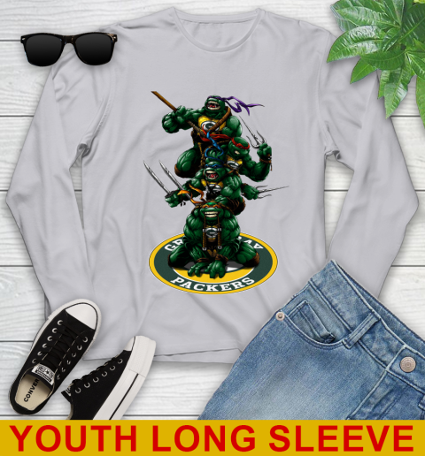 NFL Football Green Bay Packers Teenage Mutant Ninja Turtles Shirt Youth Long Sleeve - Image 7