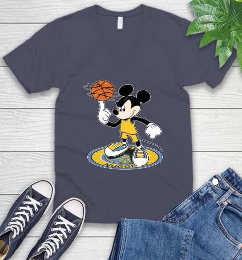 NBA Basketball Denver Nuggets Cheerful Mickey Disney Shirt V-Neck T-Shirt 8