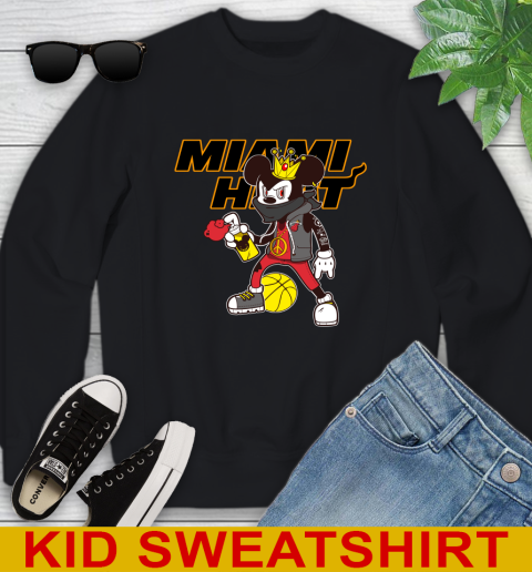 Miami Heat NBA Basketball Mickey Peace Sign Sports Youth Sweatshirt 2