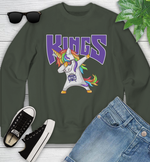 Sacramento Kings NBA Basketball Funny Unicorn Dabbing Sports Youth Sweatshirt 10