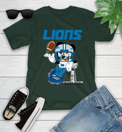 NFL Detroit Lions Mickey Mouse Disney Super Bowl Football T Shirt Youth T-Shirt 5