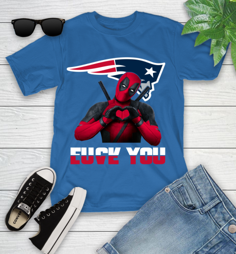 NHL New England Patriots Deadpool Love You Fuck You Football Sports Youth T-Shirt 12