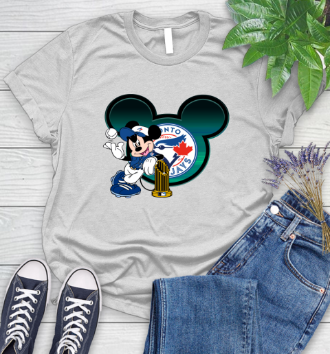 MLB Toronto Blue Jays The Commissioner's Trophy Mickey Mouse Disney Women's T-Shirt