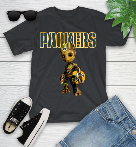 Green Bay Packers NFL Football Groot Marvel Guardians Of The Galaxy Youth T-Shirt 2