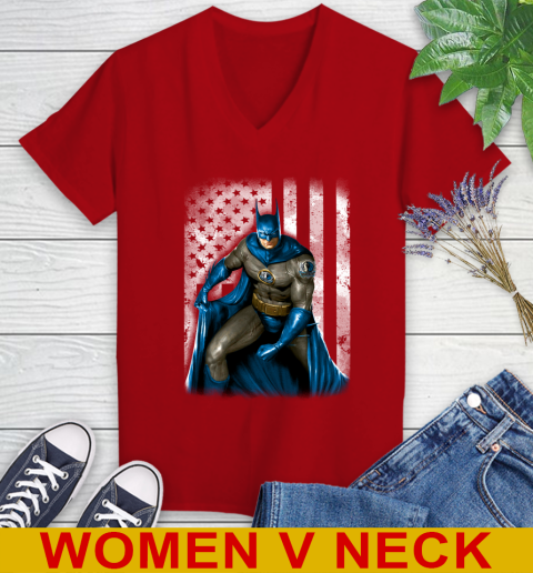 Dallas Mavericks NBA Basketball Batman DC American Flag Shirt Women's V-Neck T-Shirt 10