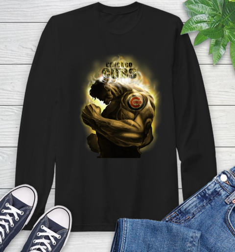 Chicago Cubs MLB Baseball Hulk Marvel Avengers Sports Long Sleeve T-Shirt