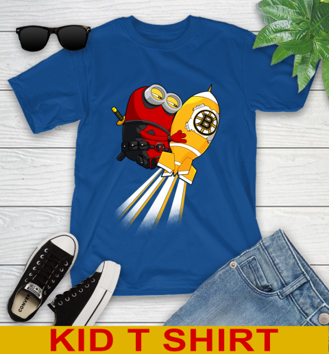 NHL Hockey Boston Bruins Deadpool Minion Marvel Shirt Youth T-Shirt 10