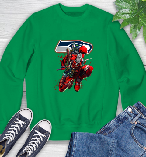 NFL Deadpool Marvel Comics Sports Football Seattle Seahawks Sweatshirt 6