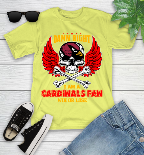NFL Damn Right I Am A Arizona Cardinals Win Or Lose Skull Football Sports Youth T-Shirt 10