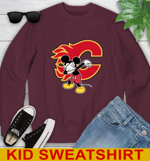 Calgary Flames NHL Hockey Dabbing Mickey Disney Sports Youth Sweatshirt 5