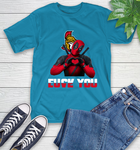 NHL Ottawa Senators Deadpool Love You Fuck You Hockey Sports T-Shirt 9