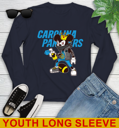 Carolina Panthers NFL Football Mickey Peace Sign Sports Youth Long Sleeve 3