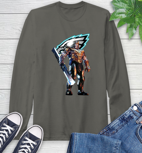 NFL Thanos Gauntlet Avengers Endgame Football Philadelphia Eagles Long Sleeve T-Shirt 8