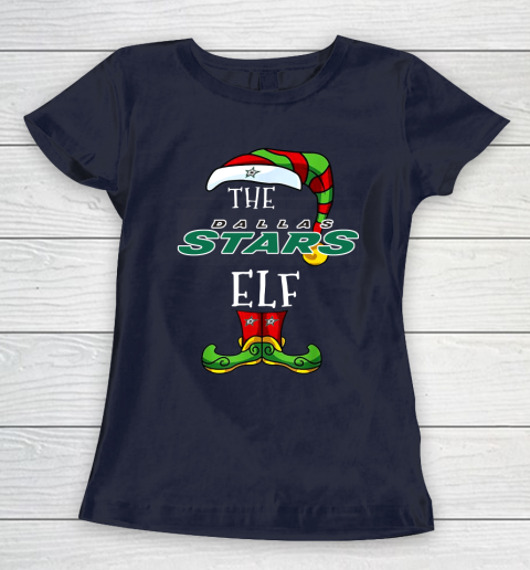 Dallas Stars Christmas ELF Funny NHL Women's T-Shirt 2